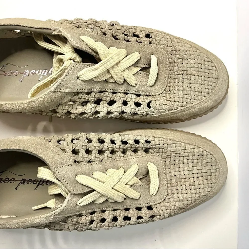 Free People Wimberley Woven Soft Suede Sneaker‎ Moonrock 11 NIB